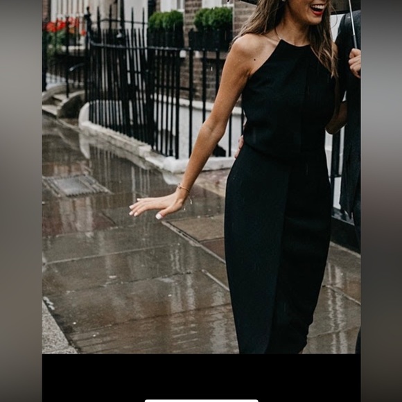 Keepsake black midi crepe dress with gold necklace - Picture 8 of 8